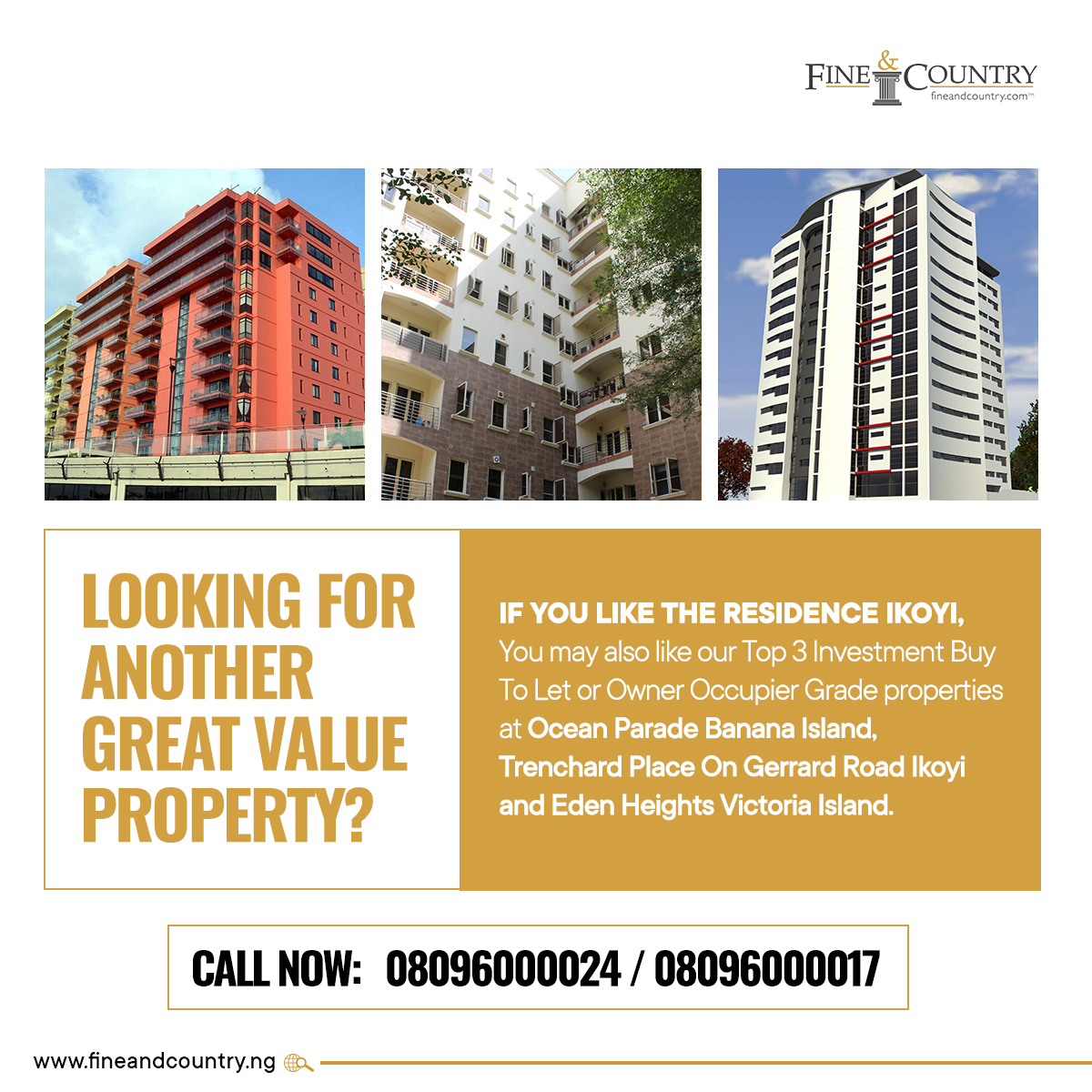 luxury apartments in ikoyi, banana island and victoria island Lagos. Ocean Parade, Trenchard Place and Eden Heights